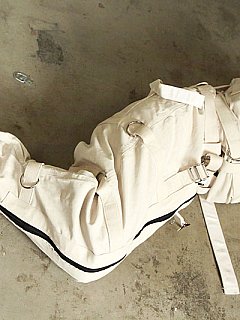 Classic straightjacket restraints for sexy MILF