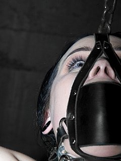 In hellish latex bondage cocoon