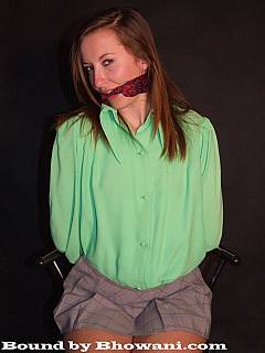 Cleave gagged office girl with her arms twisted violently and roped behind the back