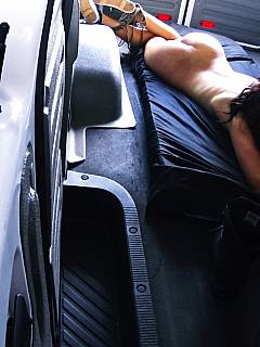 Abducted teen is lying naked in the back of the van: tied up, fucked and helpless