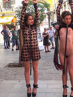 Leashed and collared cock sluts are ready for public exposure and available for strangers to fuck in suspension