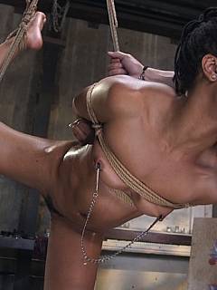 Skinny ebony is nothing but a bondage toy and cum-bucket for the dominant white master