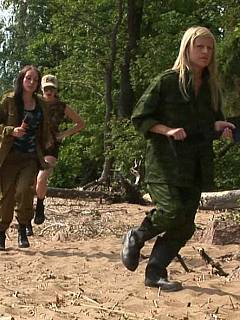 Physical exercises is an important part of military training: sluts are doing them naked in front of a sergeant