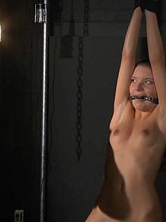 When petite teen loves the feeling of nude bondage exposure and tha pain of harsh whip lashing her skin