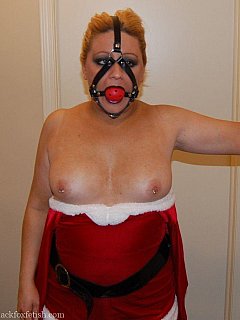 Subgirls are getting ready for Christmas and this one is trying herself as cock-stroking deer